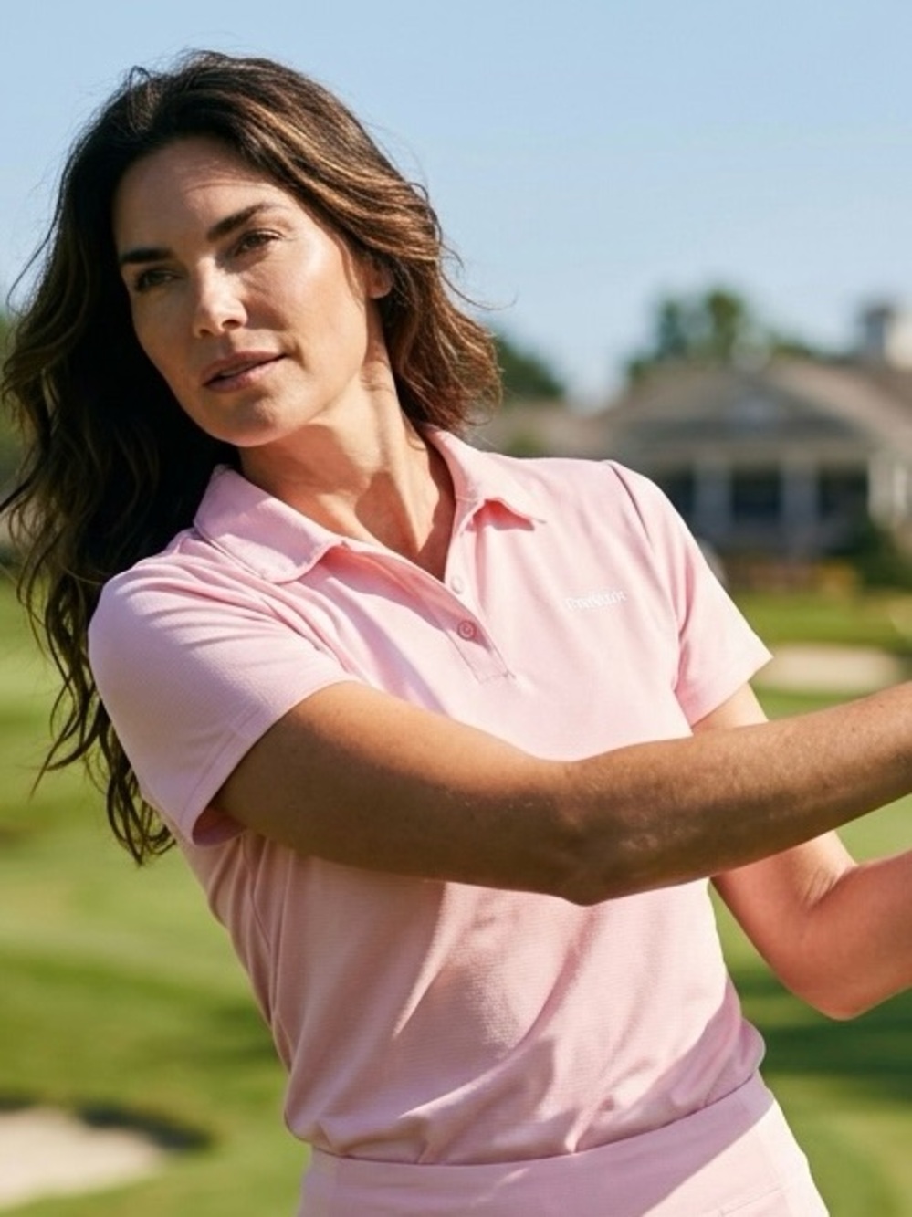 Reebok Light Pink Women's Button-Down Performance Polo Golf Shirt L